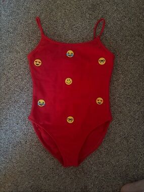 Les Tout Petits Red Emoji One-Piece Girls 12 Swimsuit. Never worn